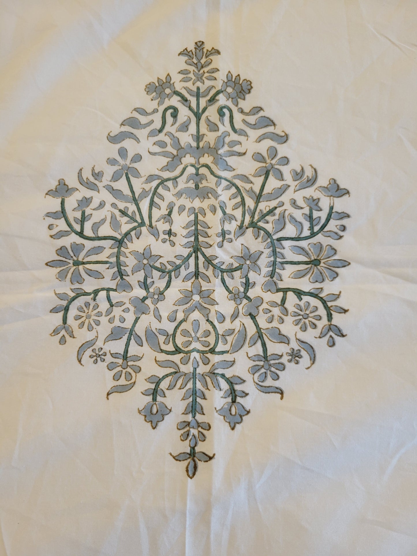 Handblock Print Organic Cotton Duvet Cover Set – Taj Mahal Inspired Damask