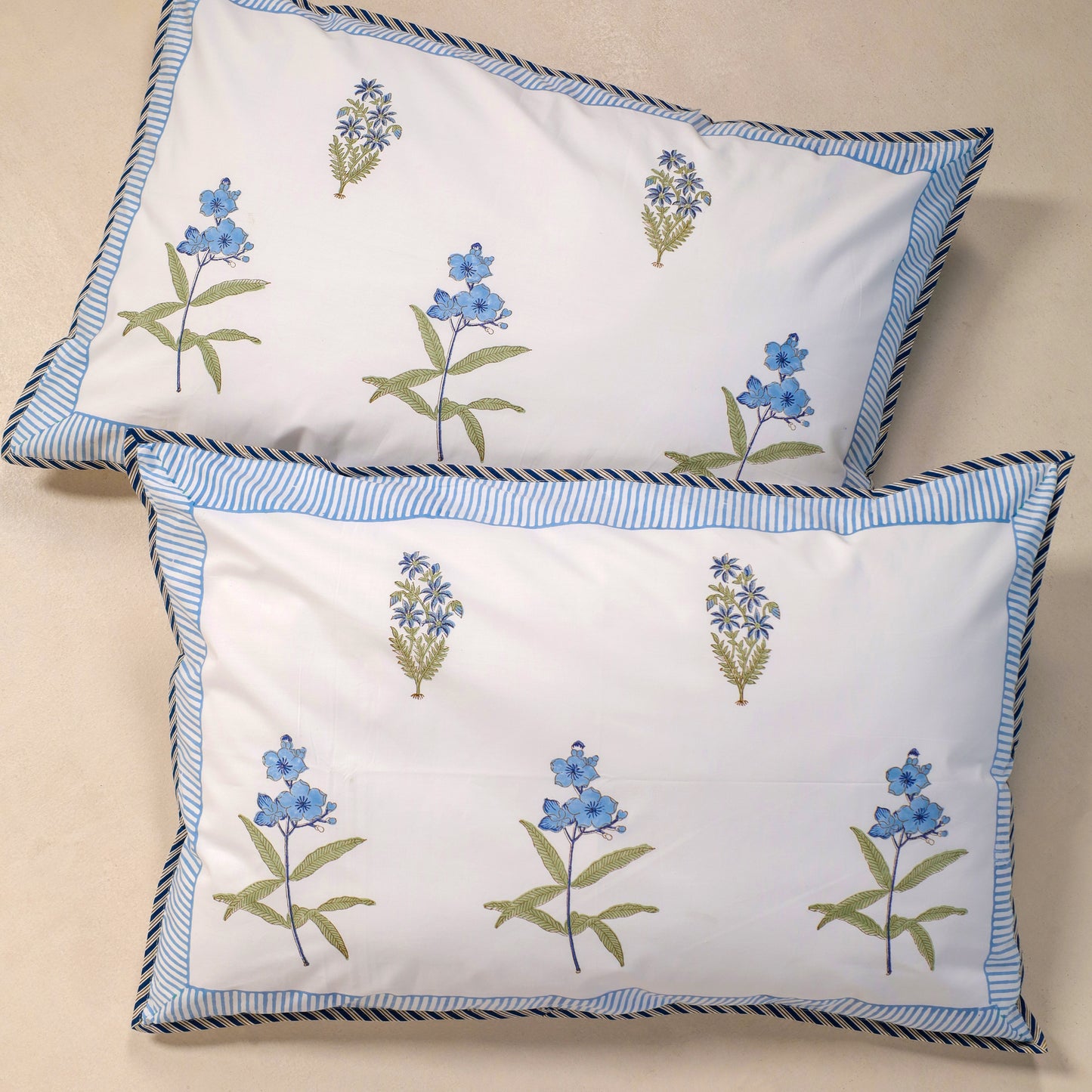 Ocean Lily Jaipur Hand Block Print Duvet Cover with 2 Pillowcases 100% Organic Cotton