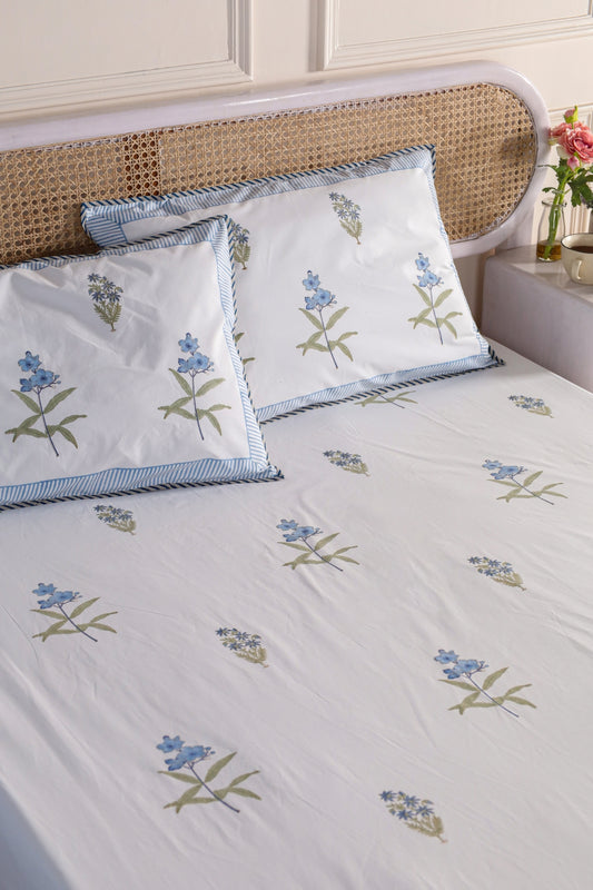 Ocean Lily Jaipur Hand Block Printed Fitted Sheet 100% organic Cotton.
