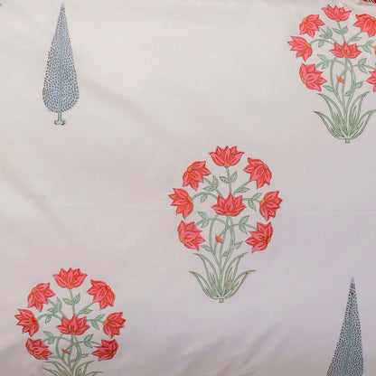 Red Peony Jaipur Hand Block Printed Fitted Sheet 100% Fine Organic Cotton.