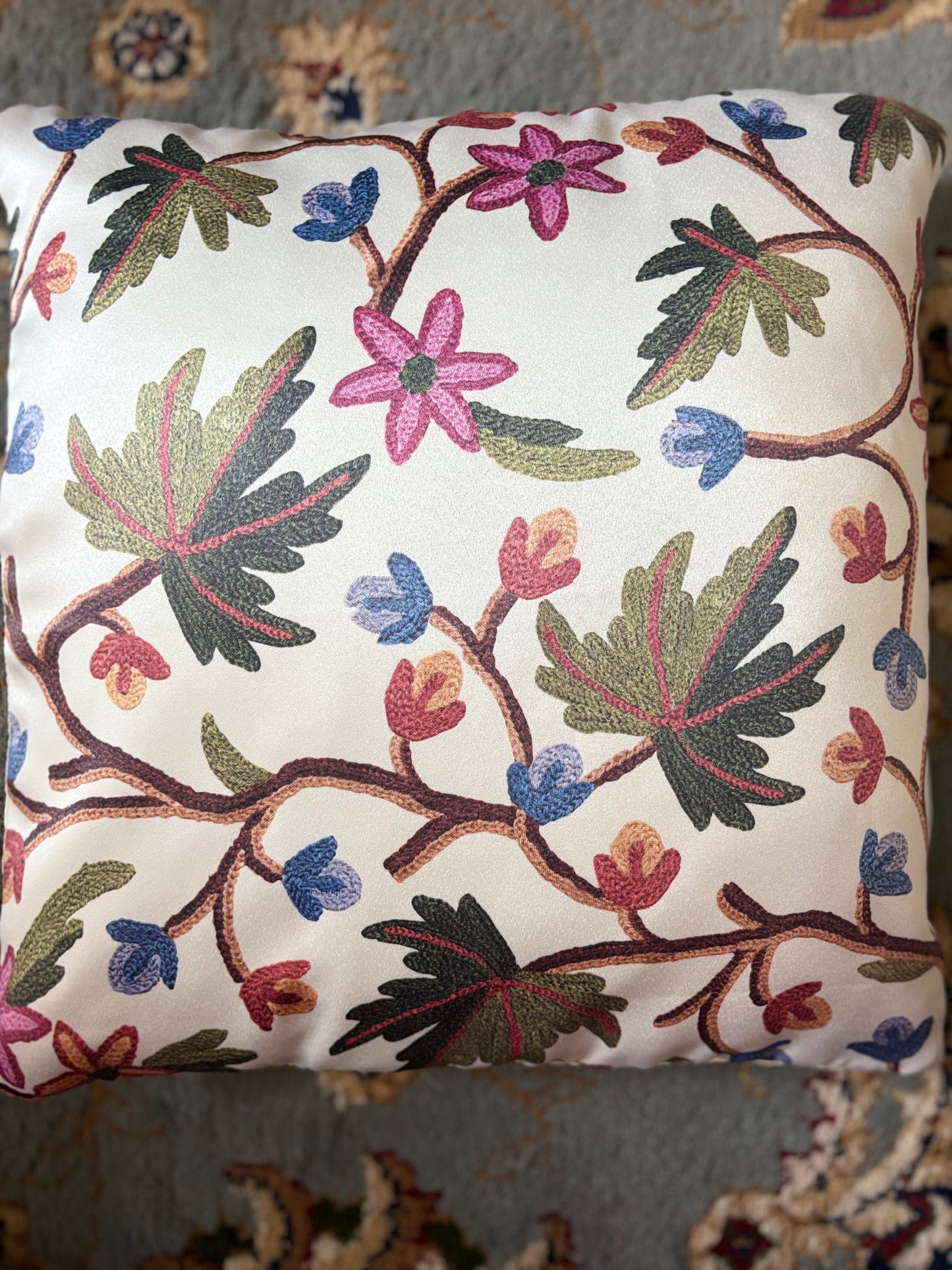 Kashmiri Embroidery Print Cushion Cover