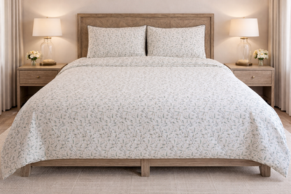 Handblock Print Organic Cotton Duvet Cover Set – Taj Mahal Inspired Damask